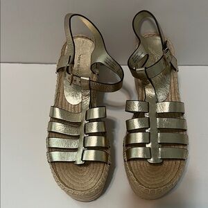 Tory Burch Fisherman Espadrille Wedges in Spark Gold - Women’s Size 10